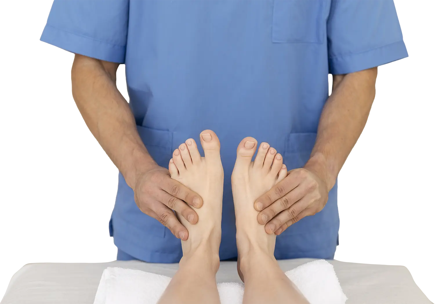 Valoración de rango articular por podólogo deportivo.